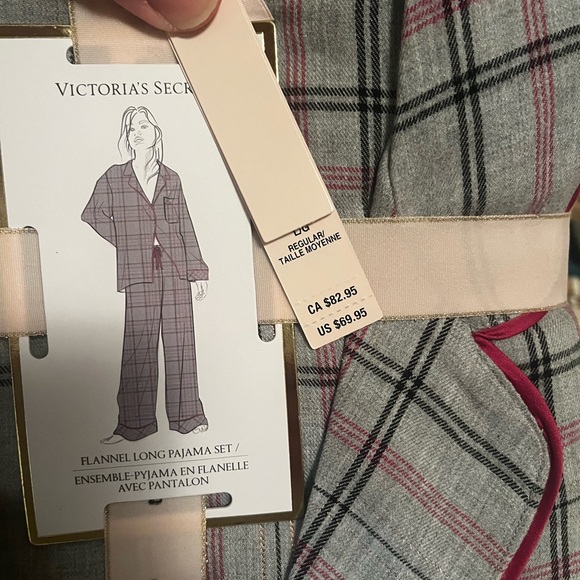 NWT Victoria's Secret Flannel Long Pajama Set Plaid Size Large - Picture 2 of 6